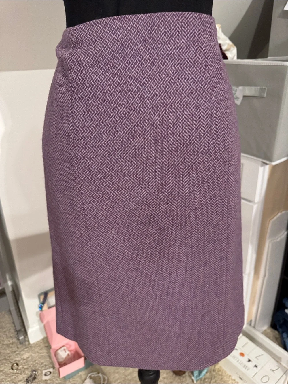 Women's Lavender Textured A-Line Wool Blend Skirt